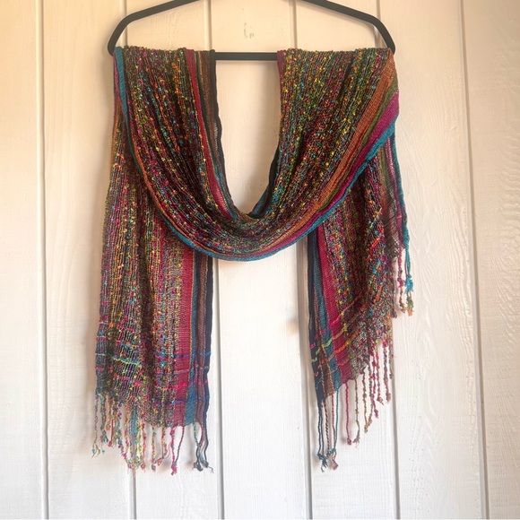 Vintage Accessories - Vintage 90s Multicolored Woven Scarf